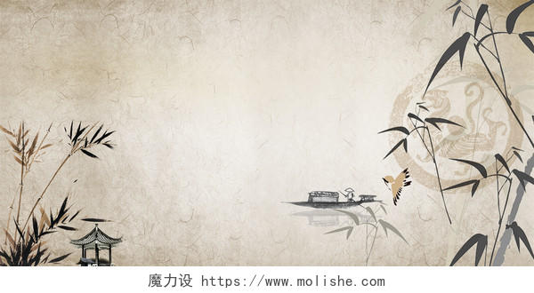 中国风古风水墨竹子背景素材